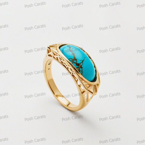 Posh Carats 14K Gold Turquoise Ring – Handmade Gemstone Jewelry for Women