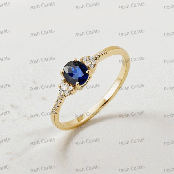 Natural Blue Sapphire Engagement Ring - Timeless 14k Gold Jewelry for Women