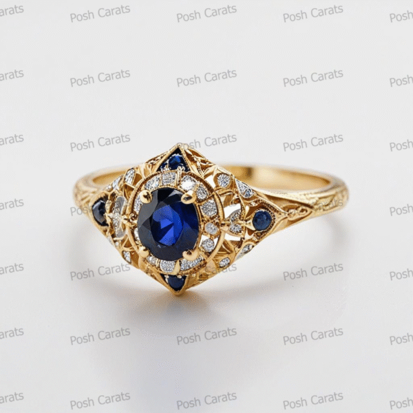 Natural Blue Sapphire Engagement Ring - Timeless 14k Gold Jewelry for Women