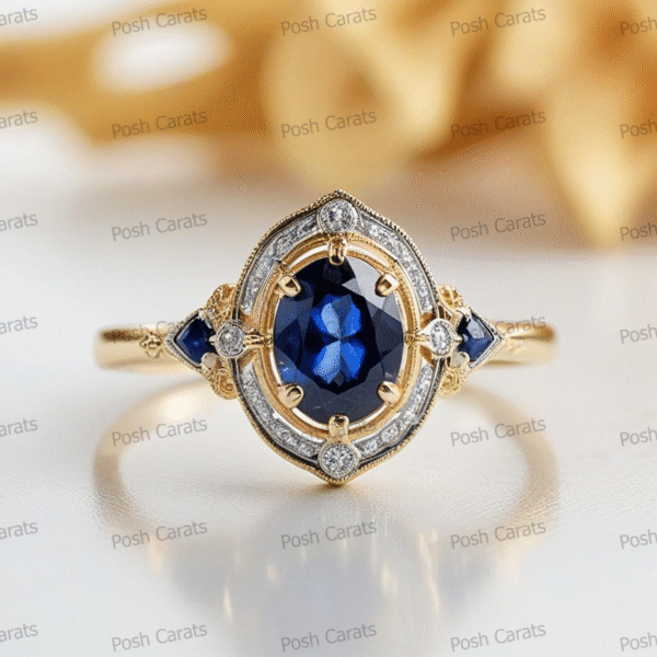 Natural Blue Sapphire Engagement Ring - Timeless 14k Gold Jewelry for Women