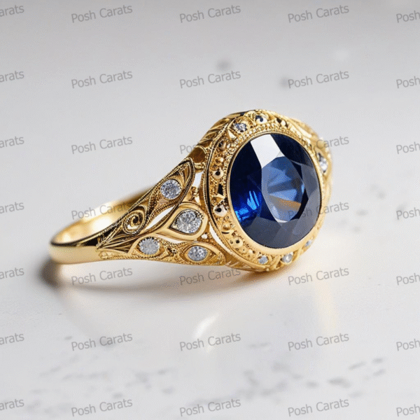 Natural Blue Sapphire Engagement Ring - Timeless 14k Gold Jewelry for Women