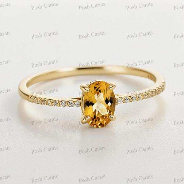 Posh Carats 14K Gold Citrine Ring - Handmade November Birthstone Jewelry