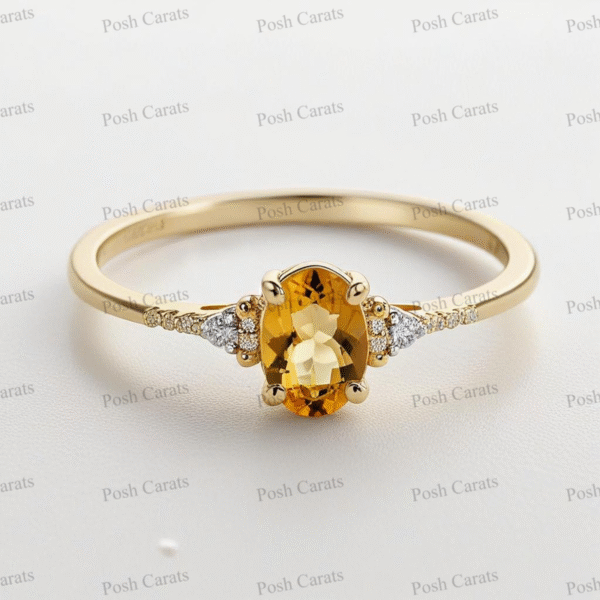 Posh Carats 14K Gold Citrine Ring - Handmade November Birthstone Jewelry