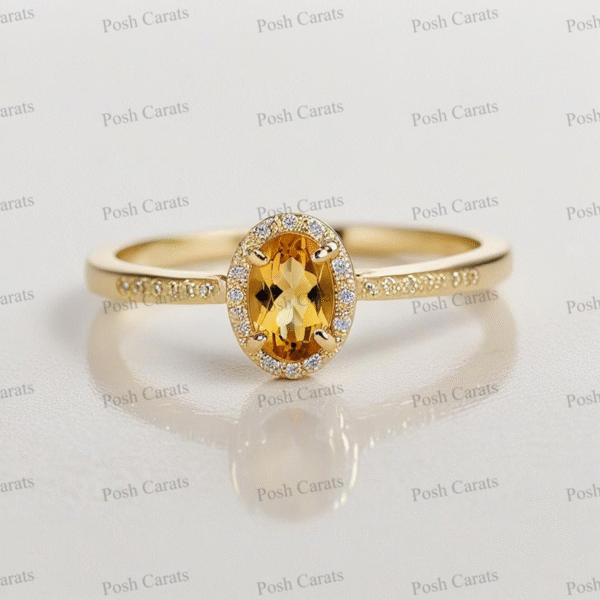 Posh Carats 14K Gold Citrine Ring - Handmade November Birthstone Jewelry