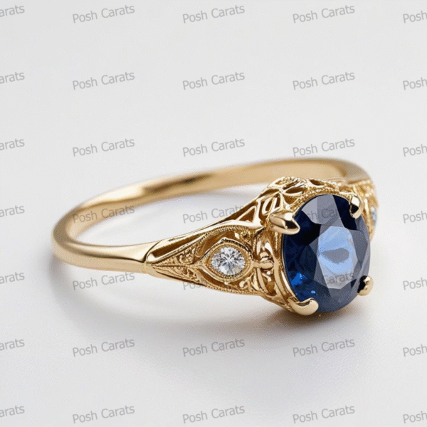 Natural Blue Sapphire Engagement Ring - Timeless 14k Gold Jewelry for Women