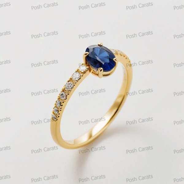 Natural Blue Sapphire Engagement Ring - Timeless 14k Gold Jewelry for Women