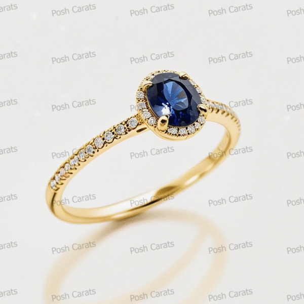 Natural Blue Sapphire Engagement Ring - Timeless 14k Gold Jewelry for Women