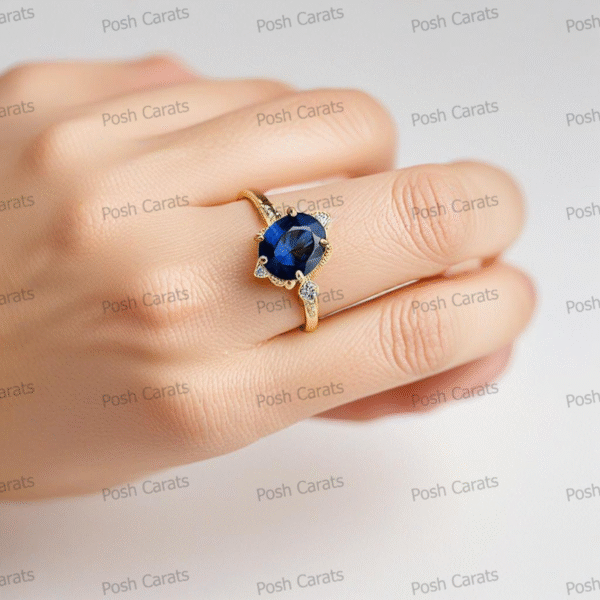 Natural Blue Sapphire Engagement Ring - Timeless 14k Gold Jewelry for Women