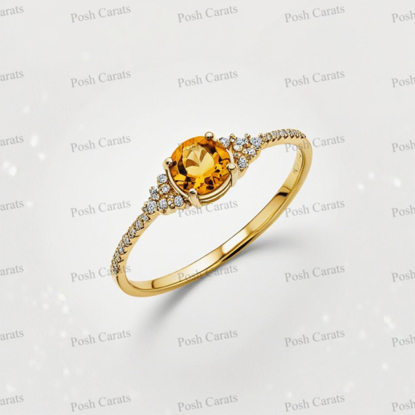 Posh Carats 14K Gold Citrine Ring - Handmade November Birthstone Jewelry
