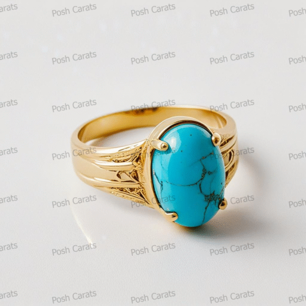 Posh Carats 14K Gold Turquoise Ring – Handmade Gemstone Jewelry for Women