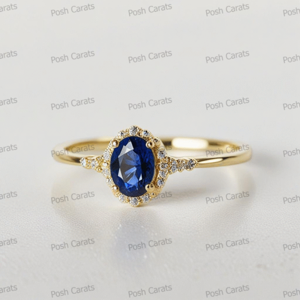 Natural Blue Sapphire Engagement Ring - Timeless 14k Gold Jewelry for Women