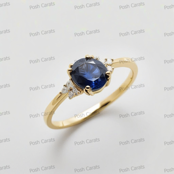 Natural Blue Sapphire Engagement Ring - Timeless 14k Gold Jewelry for Women