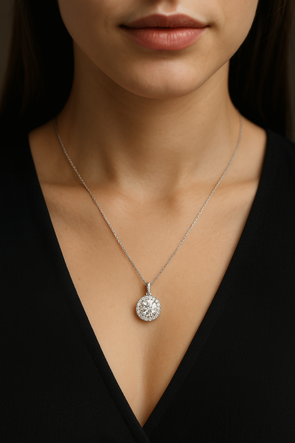 8K gold moissanite pendant by Posh Carats